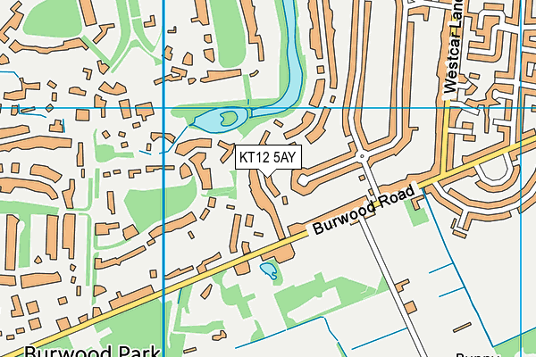 KT12 5AY map - OS VectorMap District (Ordnance Survey)