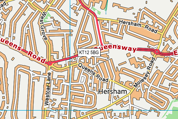 KT12 5BG map - OS VectorMap District (Ordnance Survey)