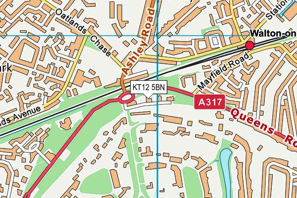 KT12 5BN map - OS VectorMap District (Ordnance Survey)