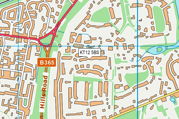 KT12 5BS map - OS VectorMap District (Ordnance Survey)