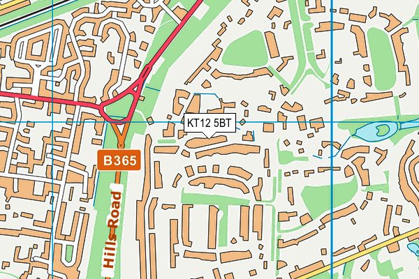 KT12 5BT map - OS VectorMap District (Ordnance Survey)