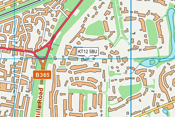 KT12 5BU map - OS VectorMap District (Ordnance Survey)