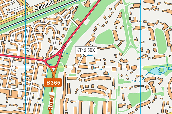 KT12 5BX map - OS VectorMap District (Ordnance Survey)