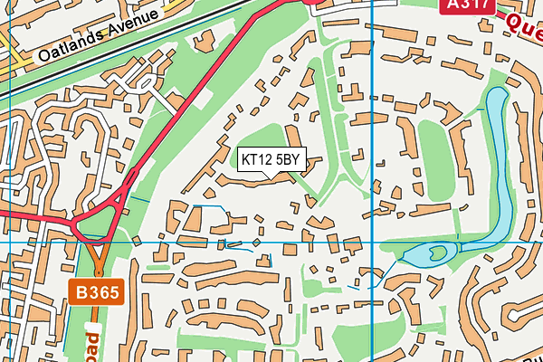 KT12 5BY map - OS VectorMap District (Ordnance Survey)