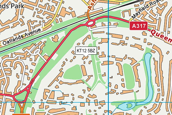 KT12 5BZ map - OS VectorMap District (Ordnance Survey)