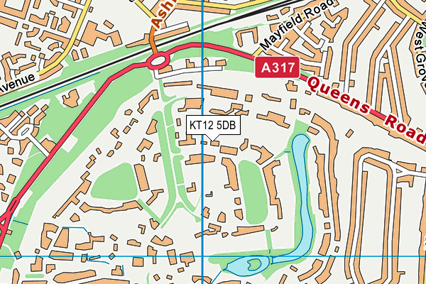 KT12 5DB map - OS VectorMap District (Ordnance Survey)