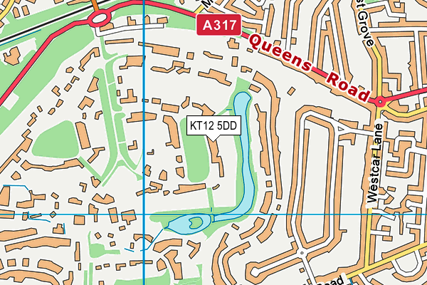 KT12 5DD map - OS VectorMap District (Ordnance Survey)