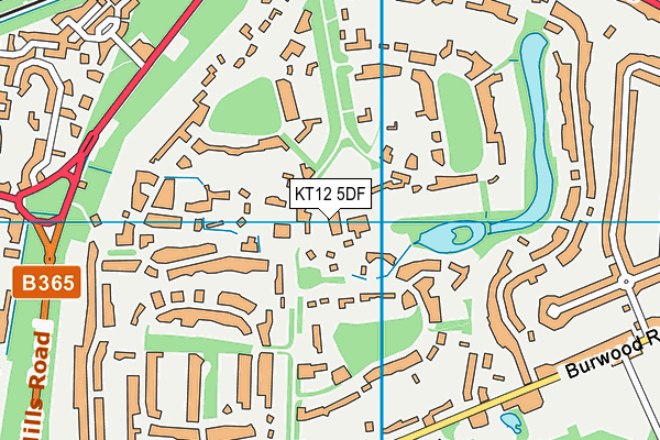 KT12 5DF map - OS VectorMap District (Ordnance Survey)