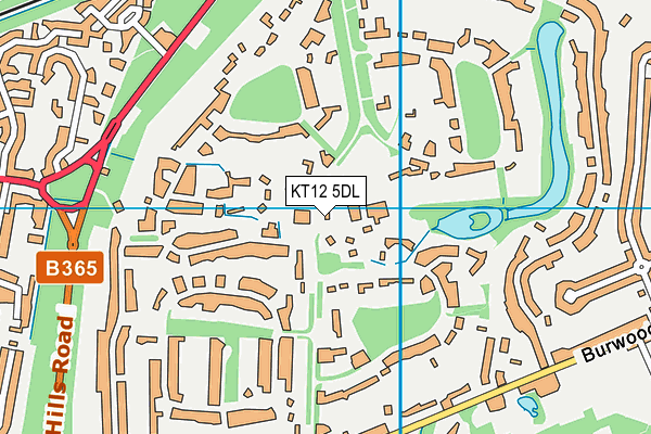 KT12 5DL map - OS VectorMap District (Ordnance Survey)