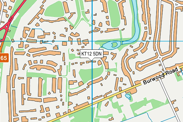 KT12 5DN map - OS VectorMap District (Ordnance Survey)