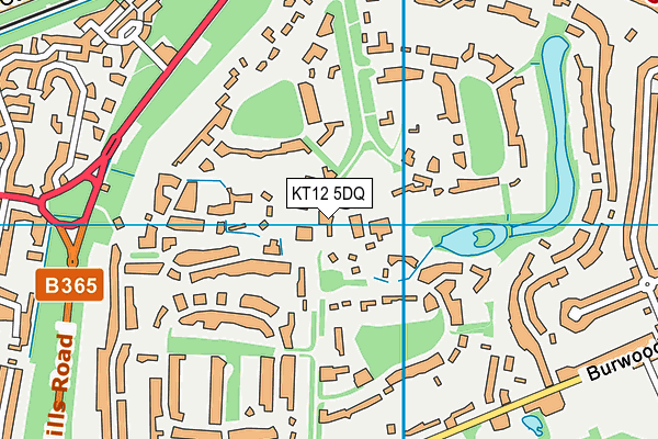 KT12 5DQ map - OS VectorMap District (Ordnance Survey)