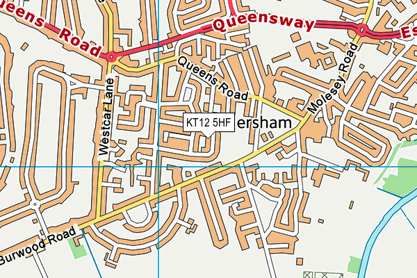 KT12 5HF map - OS VectorMap District (Ordnance Survey)