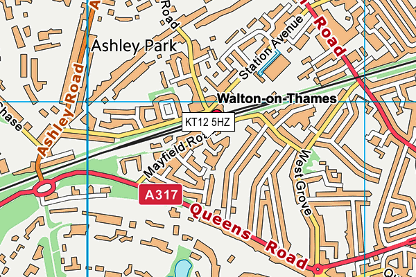 KT12 5HZ map - OS VectorMap District (Ordnance Survey)