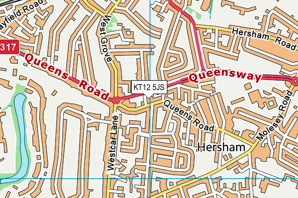 KT12 5JS map - OS VectorMap District (Ordnance Survey)