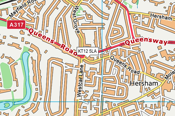 KT12 5LA map - OS VectorMap District (Ordnance Survey)