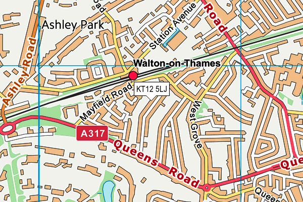 KT12 5LJ map - OS VectorMap District (Ordnance Survey)