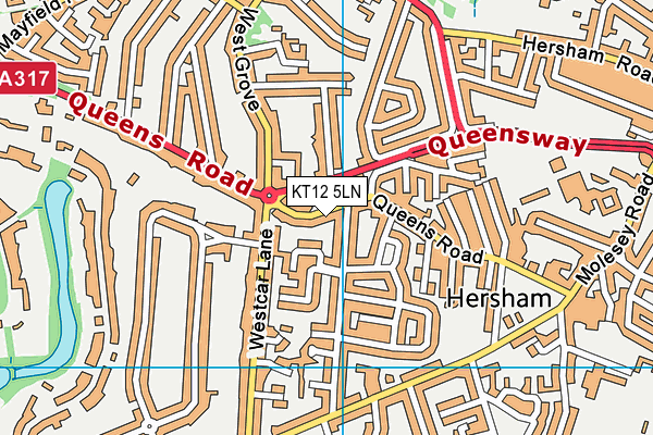 KT12 5LN map - OS VectorMap District (Ordnance Survey)