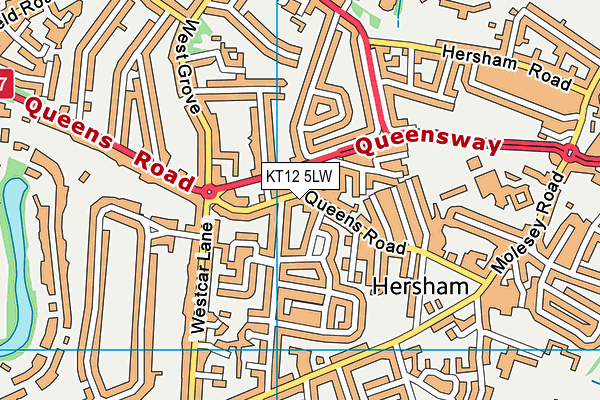 KT12 5LW map - OS VectorMap District (Ordnance Survey)