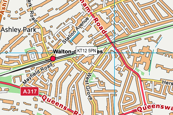 KT12 5PN map - OS VectorMap District (Ordnance Survey)