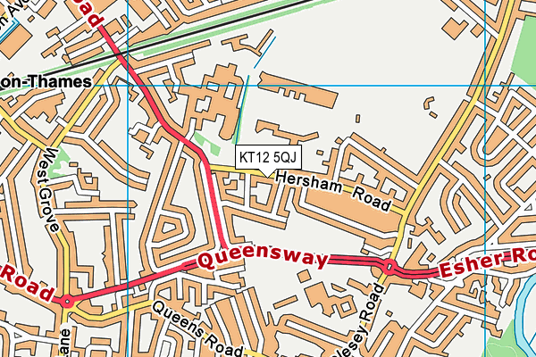 KT12 5QJ map - OS VectorMap District (Ordnance Survey)