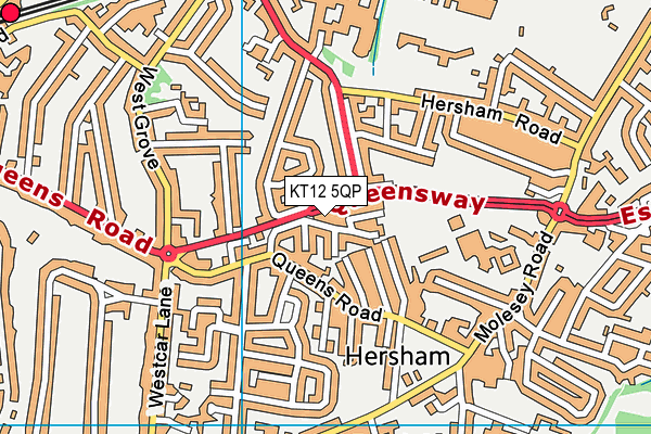 KT12 5QP map - OS VectorMap District (Ordnance Survey)