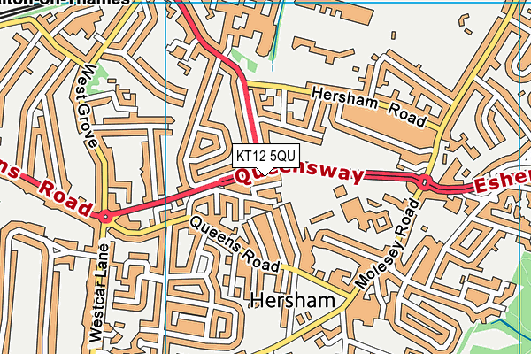 KT12 5QU map - OS VectorMap District (Ordnance Survey)