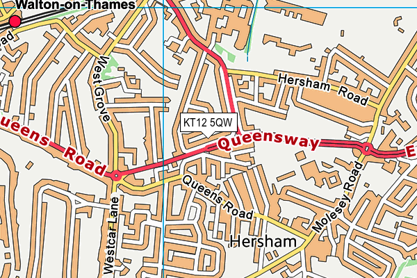 KT12 5QW map - OS VectorMap District (Ordnance Survey)