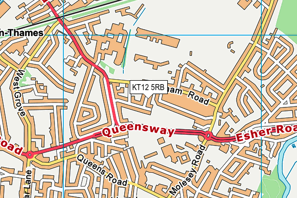 KT12 5RB map - OS VectorMap District (Ordnance Survey)