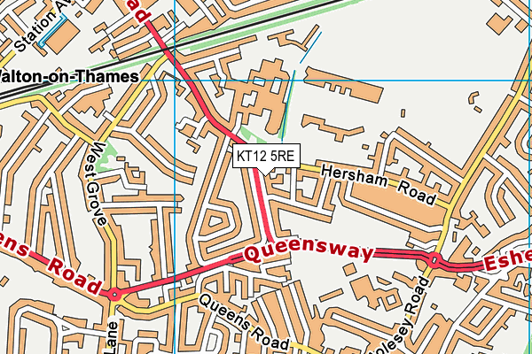 KT12 5RE map - OS VectorMap District (Ordnance Survey)