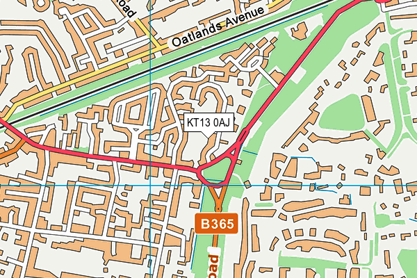 KT13 0AJ map - OS VectorMap District (Ordnance Survey)