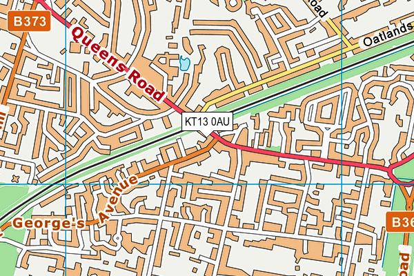 KT13 0AU map - OS VectorMap District (Ordnance Survey)