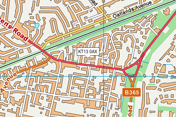 KT13 0AX map - OS VectorMap District (Ordnance Survey)