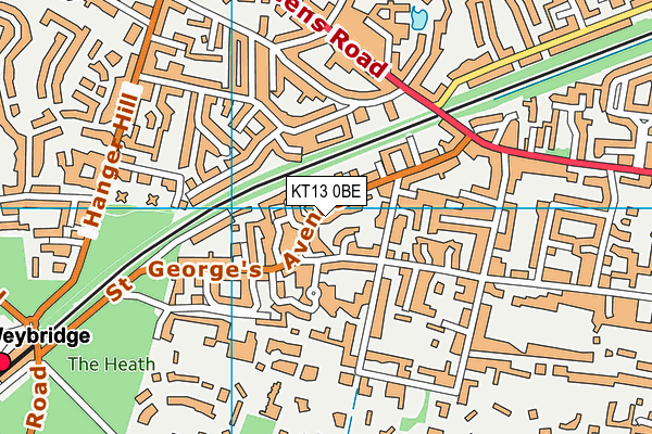 KT13 0BE map - OS VectorMap District (Ordnance Survey)