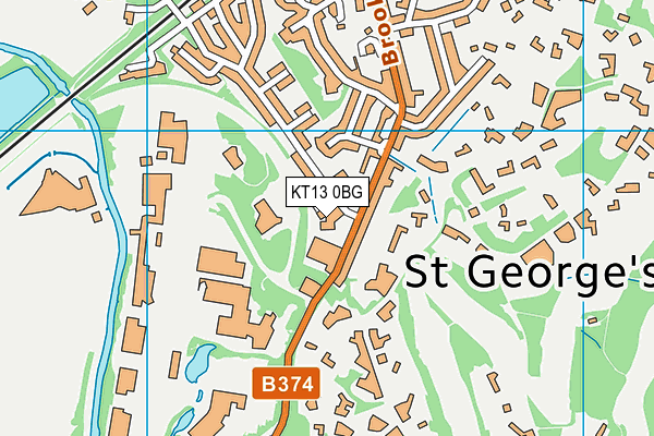 KT13 0BG map - OS VectorMap District (Ordnance Survey)
