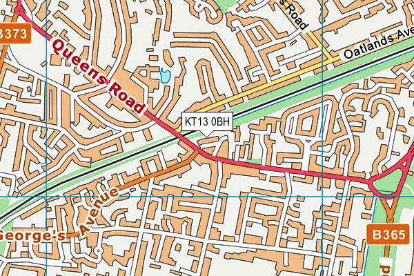 KT13 0BH map - OS VectorMap District (Ordnance Survey)