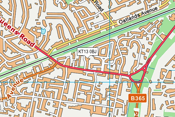 KT13 0BJ map - OS VectorMap District (Ordnance Survey)