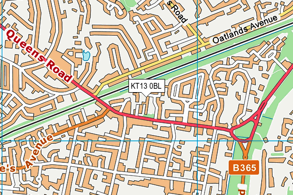 KT13 0BL map - OS VectorMap District (Ordnance Survey)