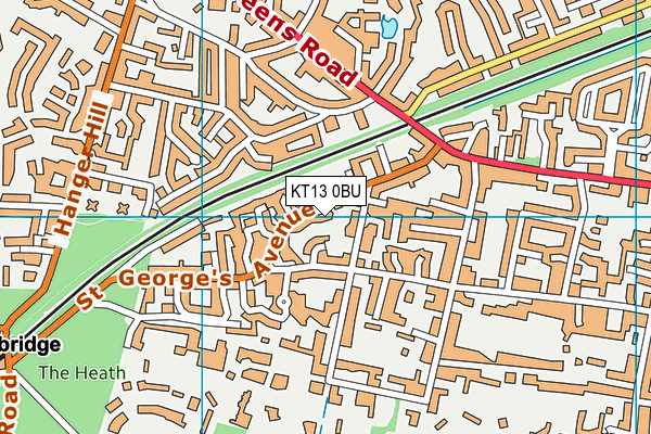 KT13 0BU map - OS VectorMap District (Ordnance Survey)