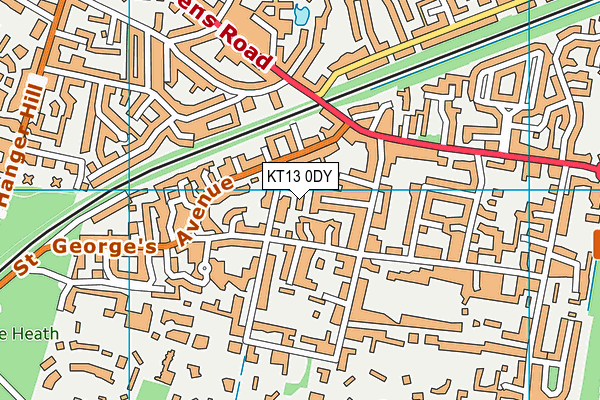 KT13 0DY map - OS VectorMap District (Ordnance Survey)