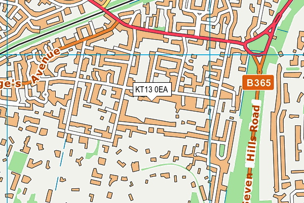 KT13 0EA map - OS VectorMap District (Ordnance Survey)