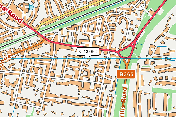 KT13 0ED map - OS VectorMap District (Ordnance Survey)