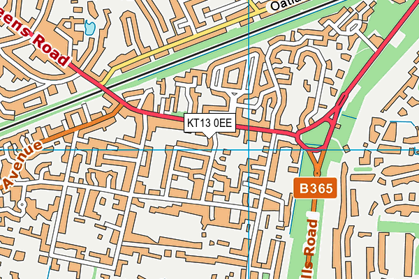 KT13 0EE map - OS VectorMap District (Ordnance Survey)
