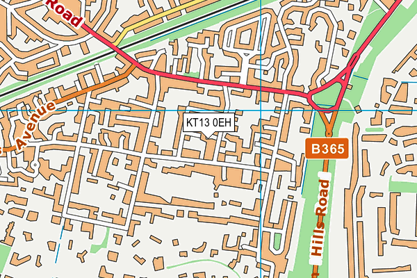 KT13 0EH map - OS VectorMap District (Ordnance Survey)