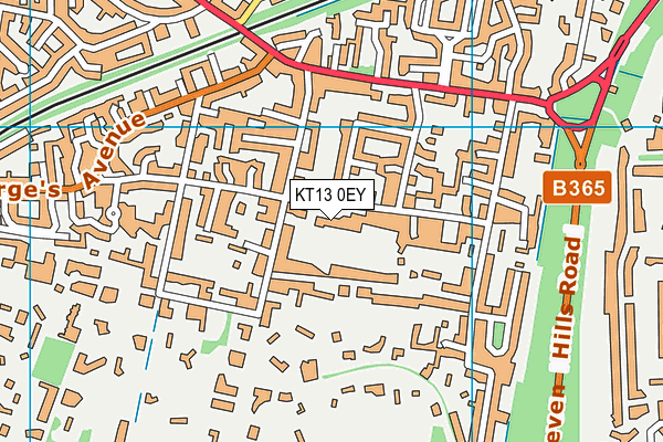 KT13 0EY map - OS VectorMap District (Ordnance Survey)