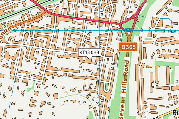 KT13 0HB map - OS VectorMap District (Ordnance Survey)