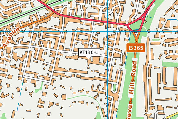 KT13 0HJ map - OS VectorMap District (Ordnance Survey)