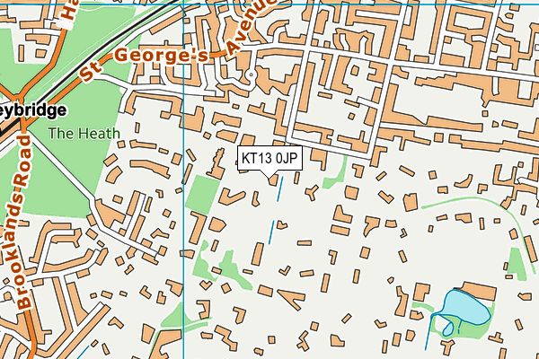 KT13 0JP map - OS VectorMap District (Ordnance Survey)