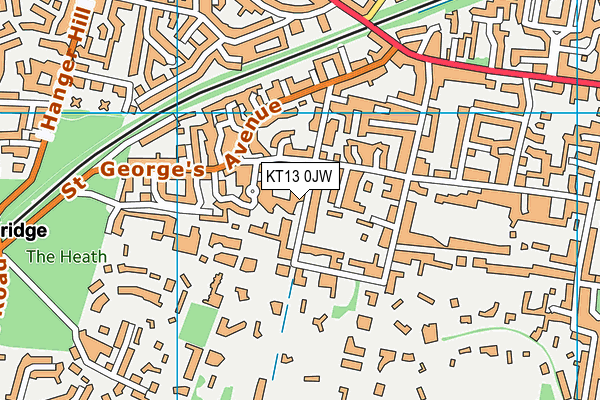 KT13 0JW map - OS VectorMap District (Ordnance Survey)