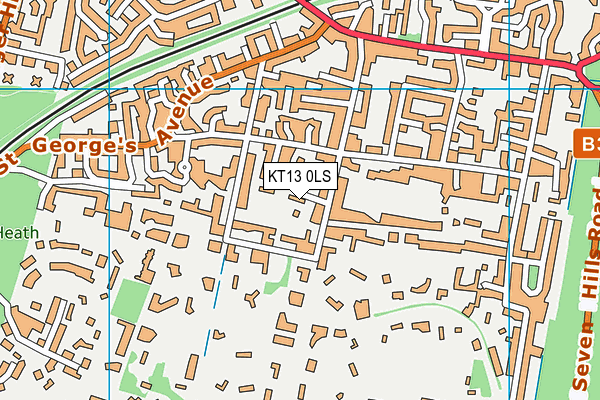 KT13 0LS map - OS VectorMap District (Ordnance Survey)