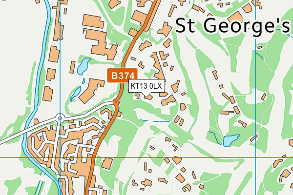 KT13 0LX map - OS VectorMap District (Ordnance Survey)